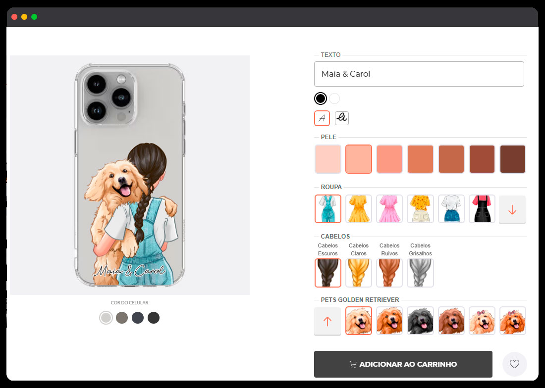 Editor do Customy funcionando na página de produto WooCommerce